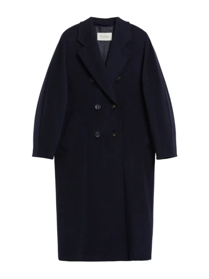 Navy Oversized Double-Breasted Wool Coat