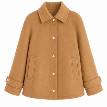 Camel A-Line Coat with Button Front