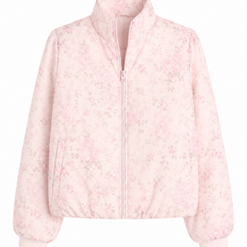 Light Pink Floral Zip-Up Jacket