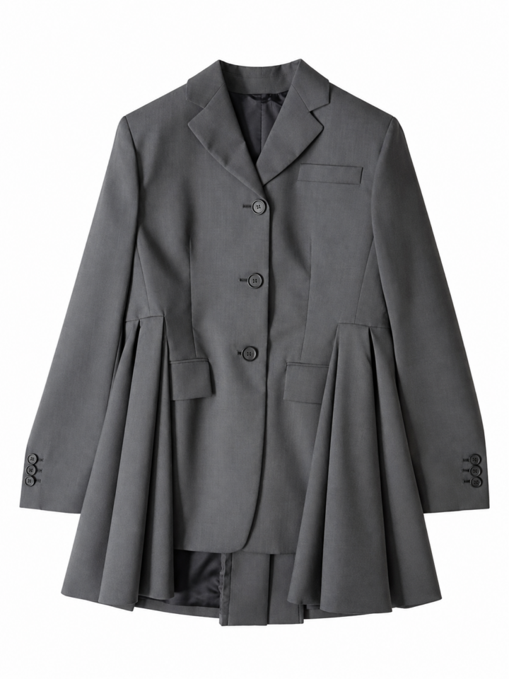 Classic Black Wool Blend Peacoat
