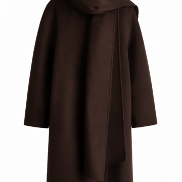 Dark Brown Asymmetric Drape Coat