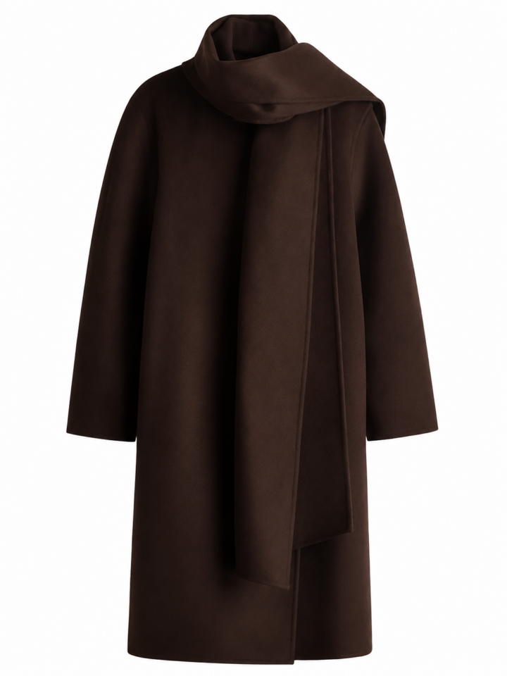 Dark Brown Asymmetric Drape Coat
