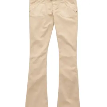 Light Beige High Rise Flared Twill Pants with Belt