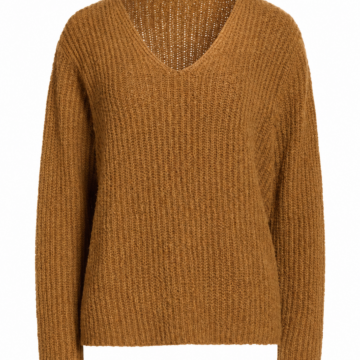 Camel Relaxed Fit V-Neck Sweater