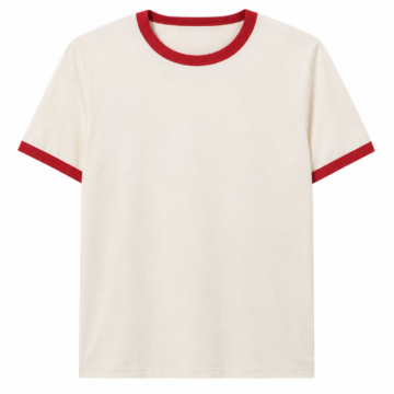 Cream Red Trim Ringer T-Shirt