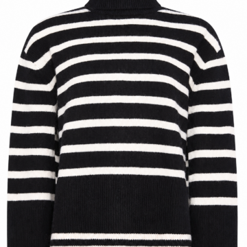 Striped Ribbed Turtleneck Sweater