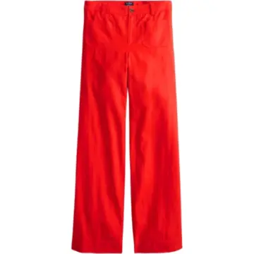 Red Straight-Leg Trousers with Patch Pockets