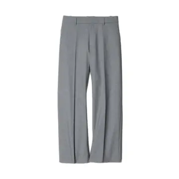 Medium Grey Wide-Leg Trousers with Pressed Crease