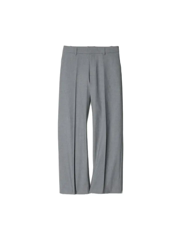 Medium Grey Wide-Leg Trousers with Pressed Crease