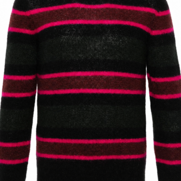 Black and Pink Striped Fuzzy Sweater